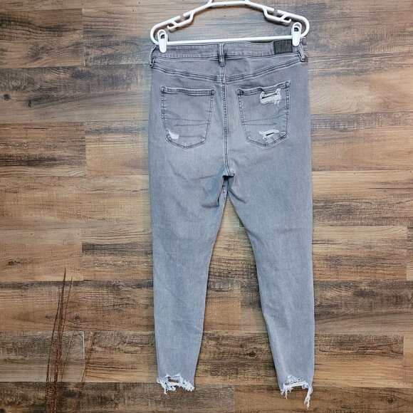 American Eagle Jeans 14 S Next Level Stretch Super Hi Rise Jegging Gray Wash - Picture 2 of 9